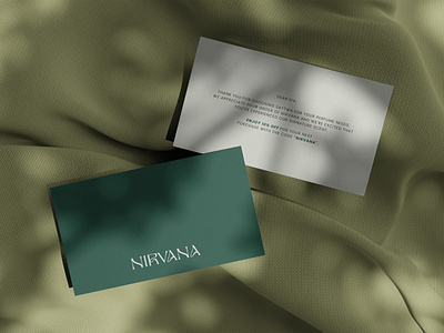 Nirvana | Thank you - Card branding business card cards gift card graphic design graphic designer green logo logo design nirvana print design thank you card wordmark