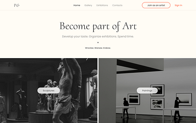 Platform for artists art events ui web