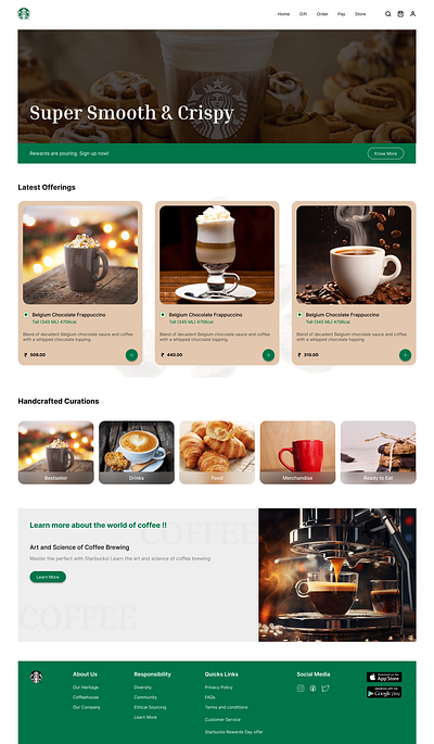 Starbucks Home Page Redesign - Coffee Website coffee website coffee website design figma home page landing page mockup ui design ui template website