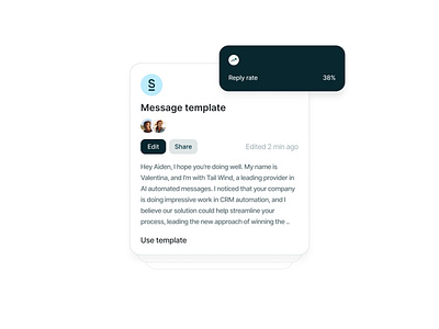 Message template modal — Surfe UI app design design system email form email interface email modal email template form interface message component message sent message template minimal popup product design reply rate send a message templates ui design use a template use template