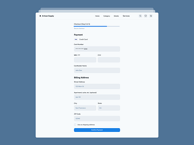 💻 Credit Card Check-out Page・ Website UI check out figma payment ui website