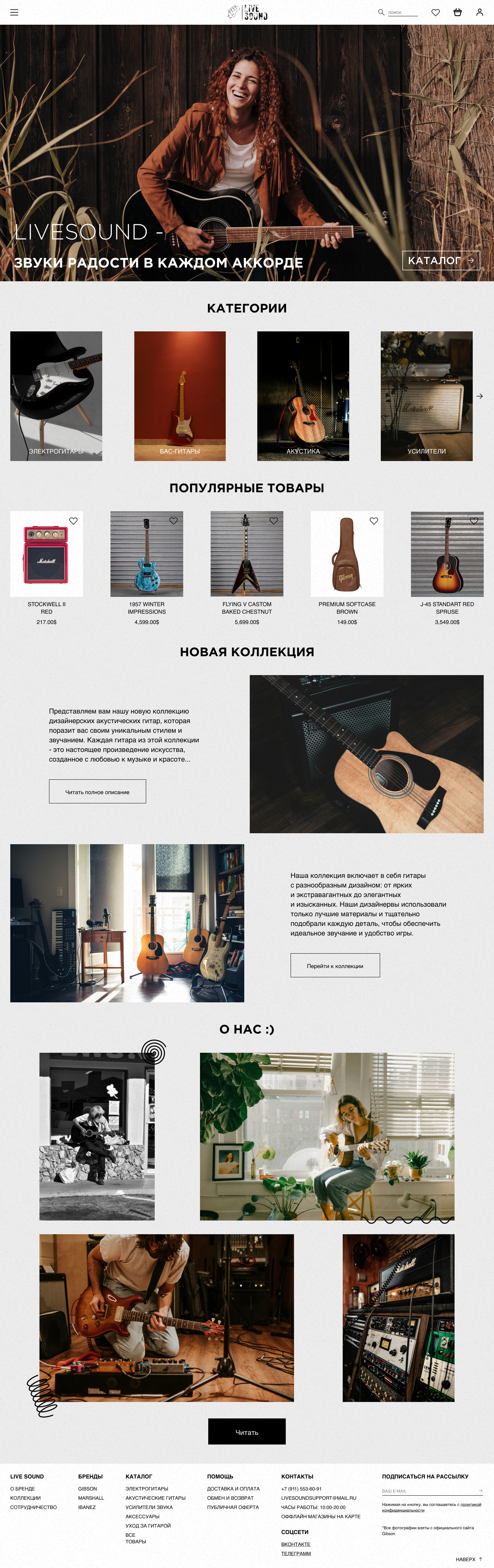 Online guitar store guitars online store ui web design