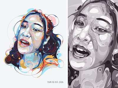 Portrait illustration abstract artstyle avatar biomorphic art bubble colorful curve design illustration pop art portrait portrait illustration portraitture unique vector vectorart women illustration