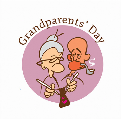 grandparent's day cartoon cute grandparent graphic design illustration