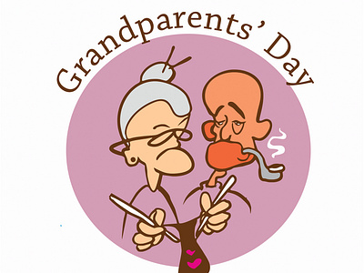 grandparent's day cartoon cute grandparent graphic design illustration