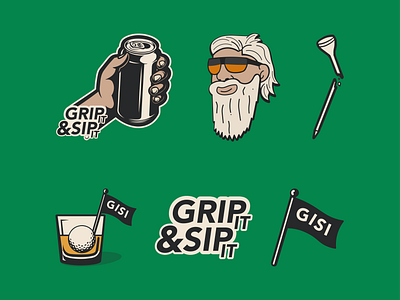 Grip It & Sip It Brand Assets brand design brand identity brand identity design branding design golf golf brand golf design illustration logo logo design logo designer party ui