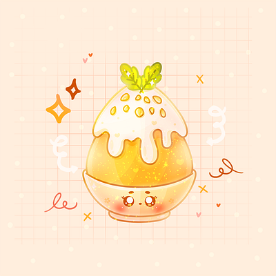 Helado coreano bingsu - Mango tropical by sailizv.v adorable adorable lovely artwork concept creative cute art design digitalart illustration ui