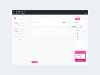Profile Builder dashboard minimalistic mobile product design profile saas ui web web app webapp