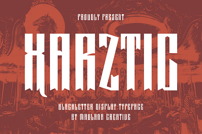 Xarztic Blackletter Display Typeface animation branding design font fonts graphic design illustration logo nostalgic