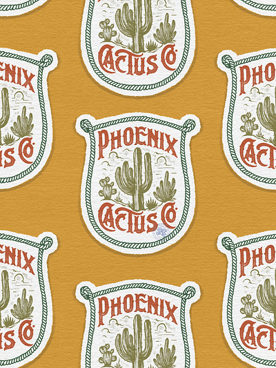 Phoenix Cactus Co. branding cactus company brand logo company branding company logo cowboy design graphic design illustration typeface western