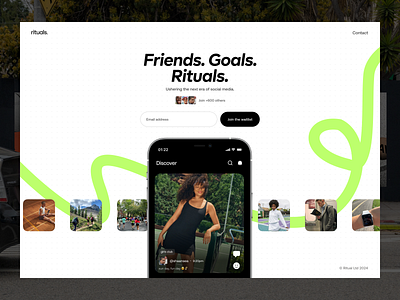 Rituals waitlist interaction 2024 animation carousel instagram landing page mobile app social app ux waitlist web interaction