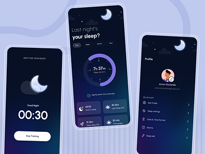 Modernized Sleep Tracker App UI app branding digital fitness app health interactive design interface minimalist mobile monitoring nutrition goals sleep technology tracker tracking ui visualization