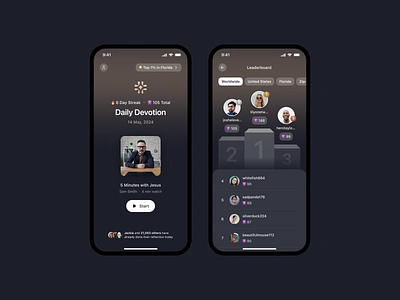 Leaderboard daily devotion faith ios leaderboard prayer ui ux video watch