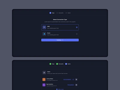 Onboarding aws azure cloud invite management member onboarding signup stepper ui ux