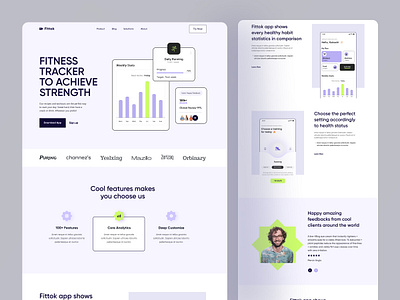 Fitness Tracker App Landing Page app landing b2b delisas fitness fitness tracker wesite health website home page landing page saas sas web design website design