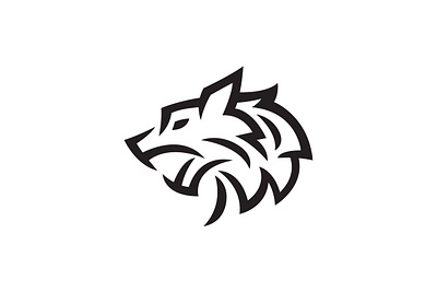 Wolf Logo alpha animal black branding design exclusive face head icon illustration line logo mascot sale side stylish tribal tribe wolf wolves