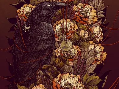 Corvus Corax art print book cover drawing illustration traditional