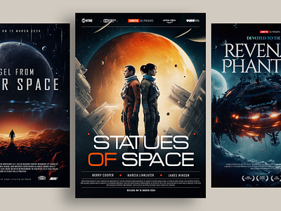 Science Fiction Movie Posters ai chrome graphic design movie movie poster movie titles pixflow posters science science fiction templates titles trending typography