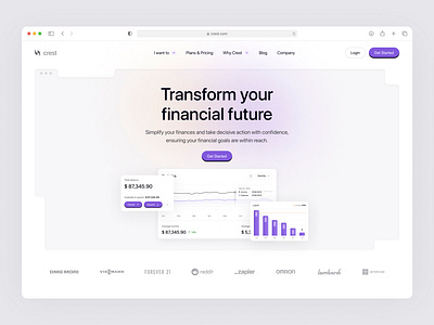 Landing Page - Hero Section finance landing page minimal saas ui ux web website