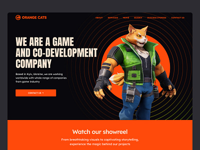 Orange Cats: co-development company branding #7 animation branding cat coding development gamedev gaming logo negative space website