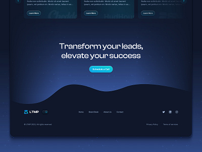 LTMP — CTA and Footer section blue button dark design dark mode dark mode website dark website gradient button gradinet interface neumorphism purple skeuomorphism user interface