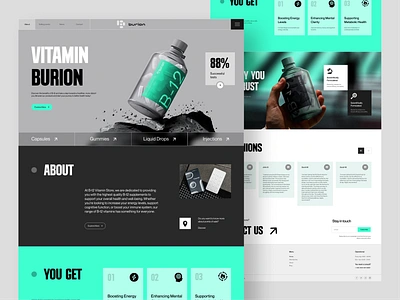 Burion - Landing Page capsule clean home page landing page modern pill supplement ui design uiux vitamin web web design website website design