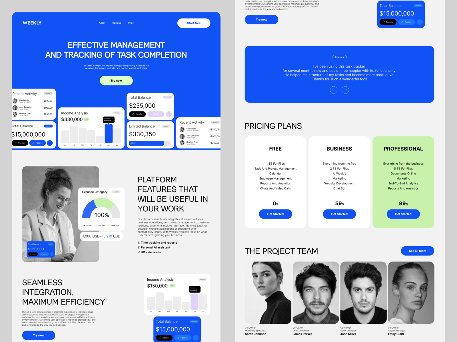 WEEKLY - product page graphic design ui
