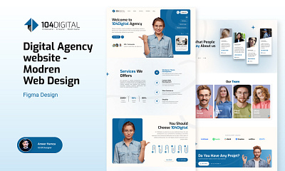 Digital Agency website Modren Web Design blue blue gradient design agency digital agency home page landing page minimal modren portfolio single color single page software house ui ux web agency web design