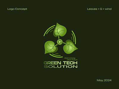 Logo Green Tech Solution - 2 branding design eco logo ecology graphic design greentechsolution lo logo vector windturbines дизайн логотипов логотип