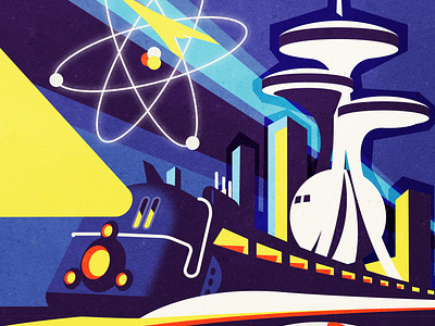 Atomic Transport! city design illustration illustrator minimalist retro retrofuturism texture travelposter vector
