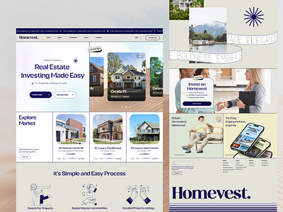 Homevest Redesign Exploration v2 branding broker colour housing interface landing page layout minimal property property investment real estate real estate agent redesign saas trending typography ui ux visual webflow