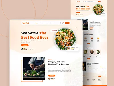 Good Food - Food Delivery Landing Page design food food delivery food delivery website design landing page landing page design restraurent uiux uiux design user experiance user interface website design