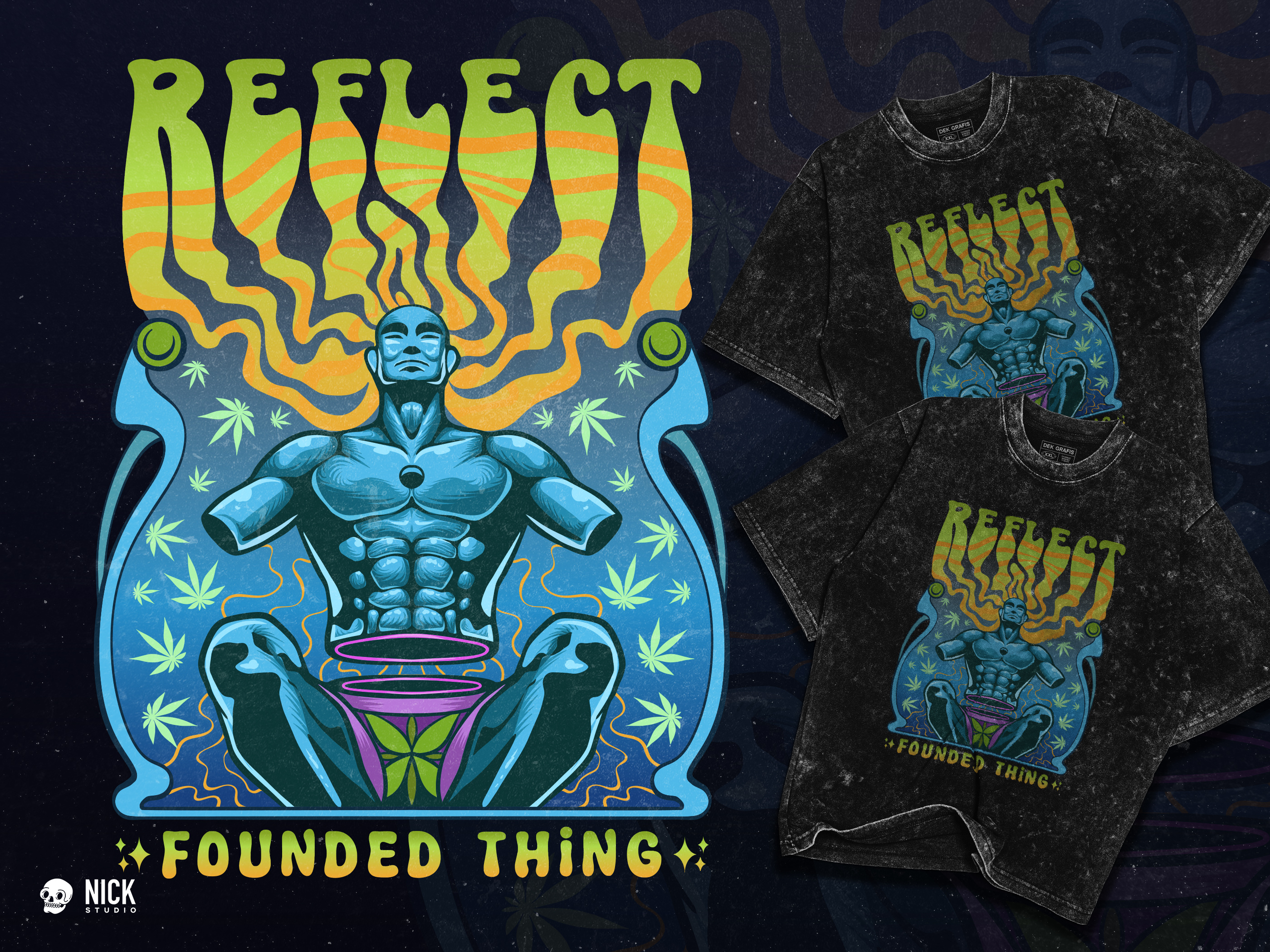The Reflect - Founded Thing apparel design cannabis clothing design hand drawn illustration illustrator magical potion weed witch