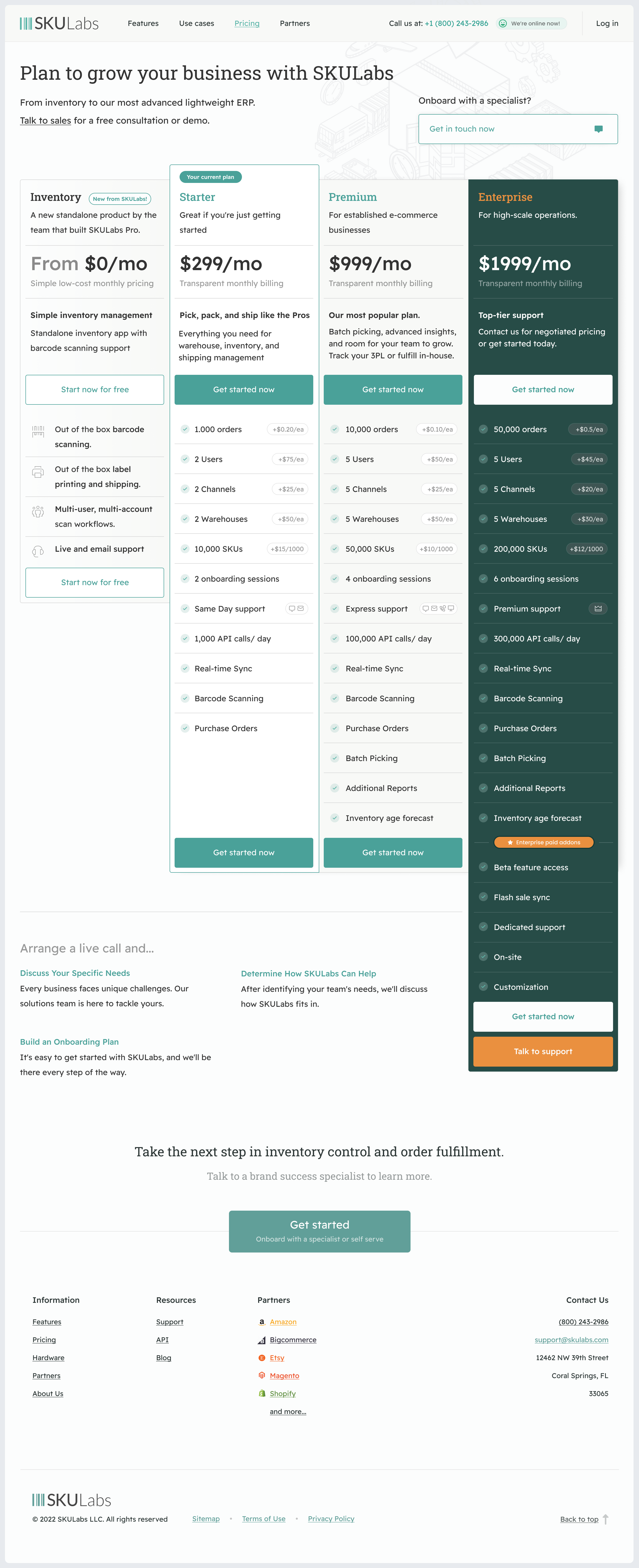 SKULabs Pricing pricing table ui ux webapp
