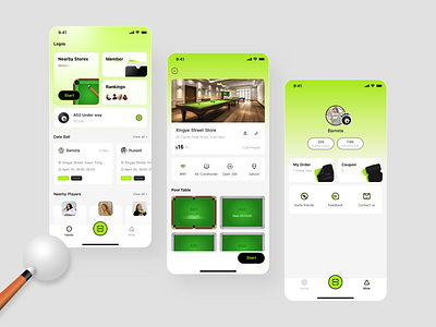 台球线上预约APP app billiard branding design typography ui ux