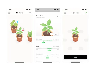 Plant App app bergström frans frans bergström garden gardening green illustration plant plants product design ui uiux vector