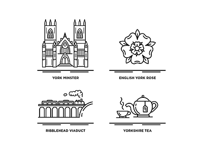 Icon Designs - UK Landmarks - Yorkshire branding design graphic design icon icon design icon pack iconography illustration landmarks logo tea uk viaduct york yorkshire