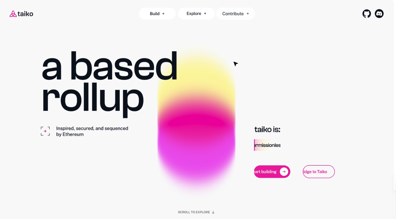 Taiko - Landing Page blockchain clean crypto defi design inspiration exchange finance financial ico landing landing page platform app saas startup token ui ux web 3.0 web design web3 webdesign