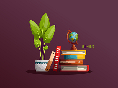 Books and Plant book illustration