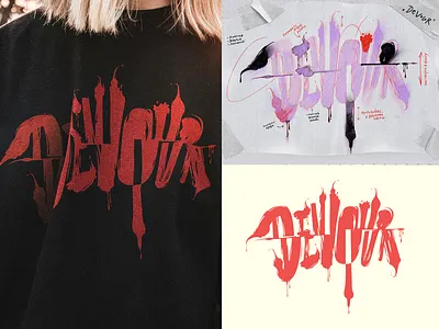 Devour – clothing print calligraphy lettering sketch typography