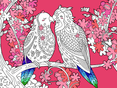 Wonderful birds. Coloring project. bird illustration birds coloring coloring book coloring page doodle illustration line art nature vector art vector illustration zentangle