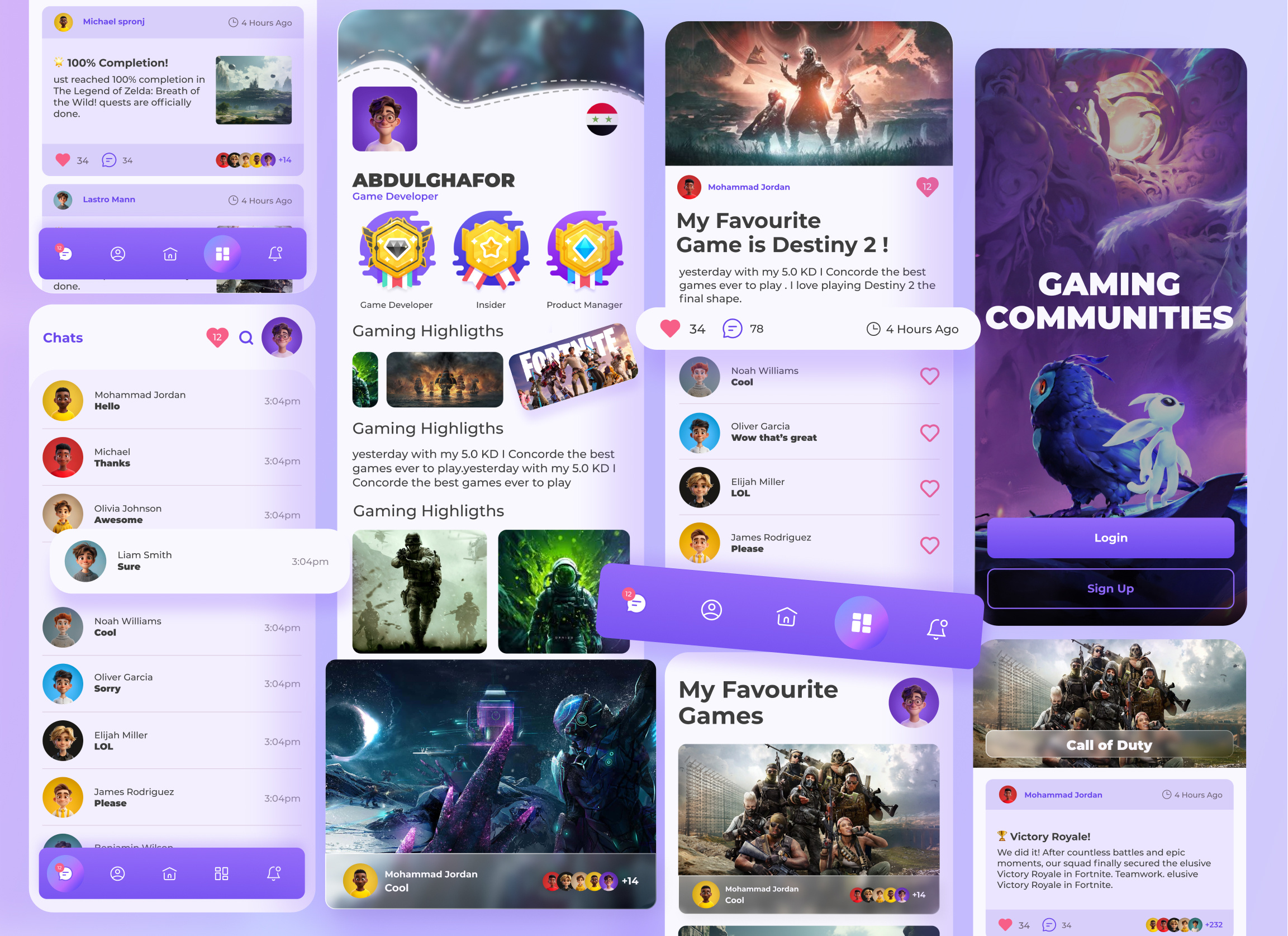 Gaming Social Media Mobile UI app flat game gaming illustration mobile play social social media ui ux