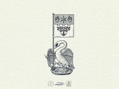 HHC Living Branded Graphic #1 animal antique bird brand design brand identity branding branding design flag hand drawn handdrawn heraldic identity design illustration illustrator logo logo design swan traditional vintage visual identity