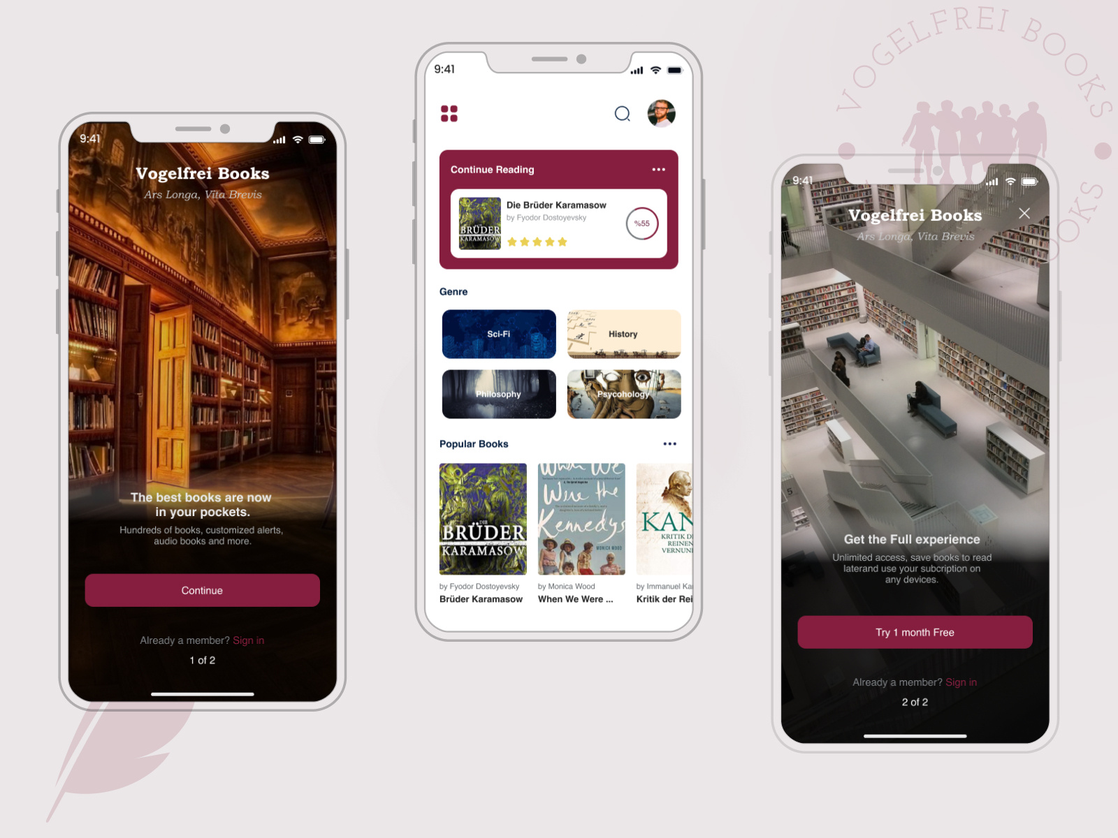 Vogelfrei - Mobile Book App app book app branding design figma frame graphic design home page icon logo mobile mobile app ui user experience user interface ux vector ıcon
