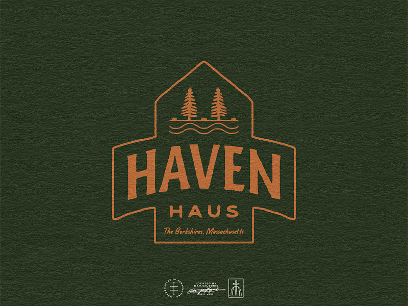 Haven Haus Secondary Logo badge brand design brand identity branding branding design emblem green hand drawn identity design lettering logo logo design nature orange property river tree typography vintage visual identity
