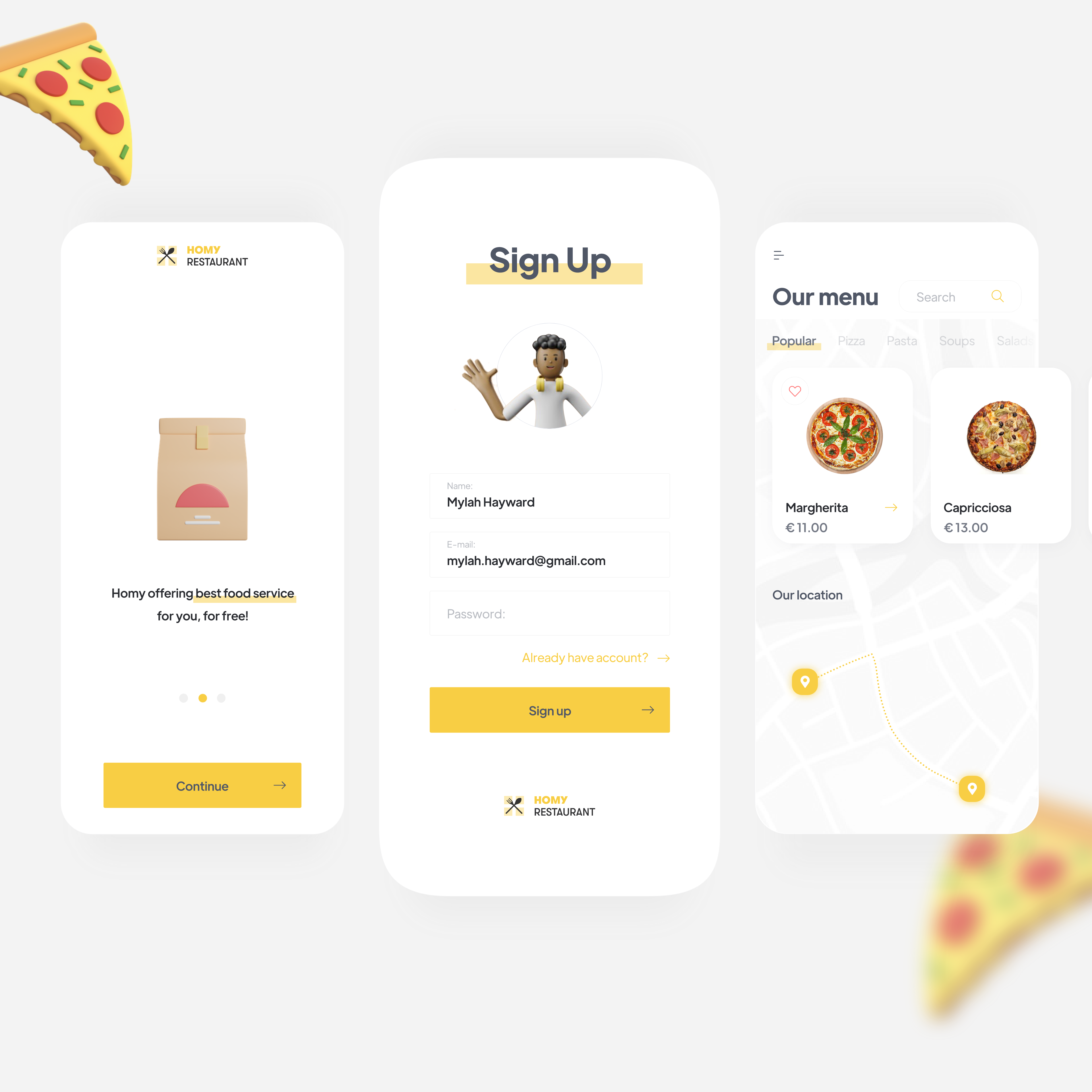 Homy restaurant food delivery mobile APP UI app dailyui dailyuichallenge design mobile mobile app ui ux