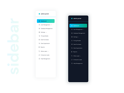 Sidebar Navigation adminportal dark dashboard light navigation productdesign sidebar uidesign uiux ux