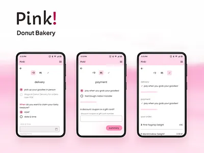 Pink Donut Bakery ordering process bakery design graphic design pink ui ux