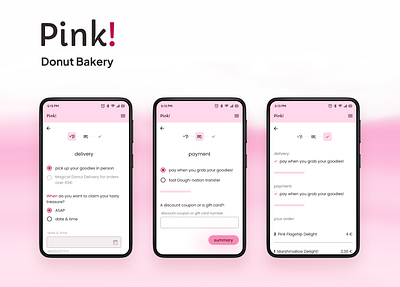 Pink Donut Bakery ordering process bakery design graphic design pink ui ux