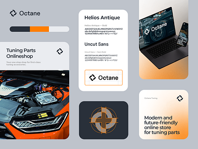 Octane Tuning - Brand Identity branding cars gray logo orange tuning type white